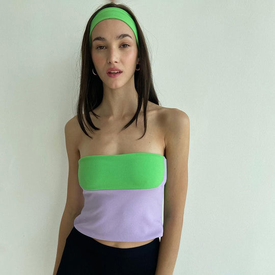 Damen Bandeau-Top mit kontrastierenden Farbkombinationen und hochwertiger Materialverarbeitung EB