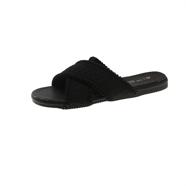 Damen modische Sandalen mit Pompons EB