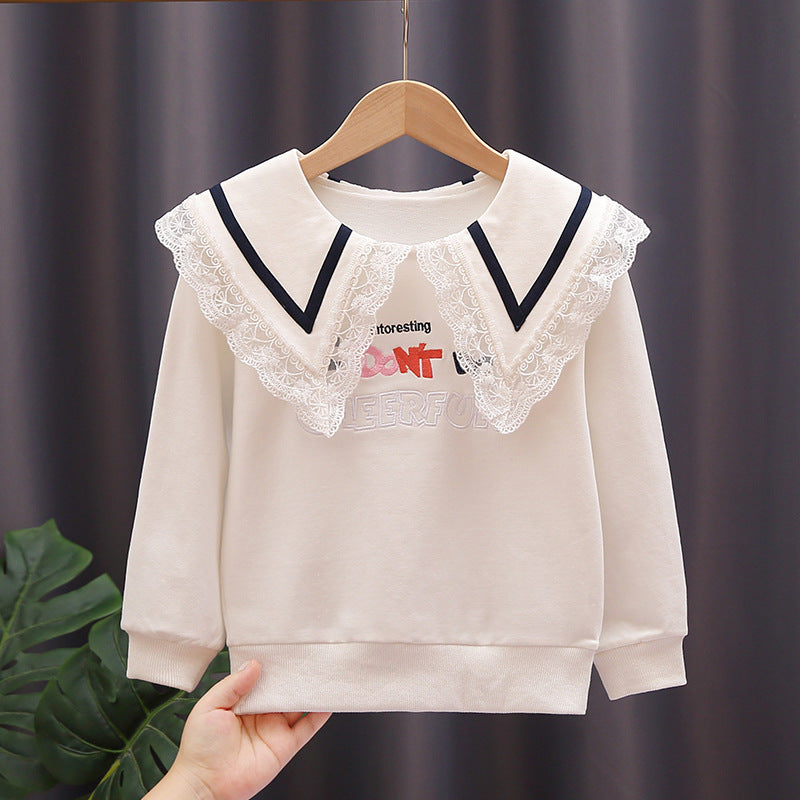 Damen Sweatshirt mit Spitzenkragen EB