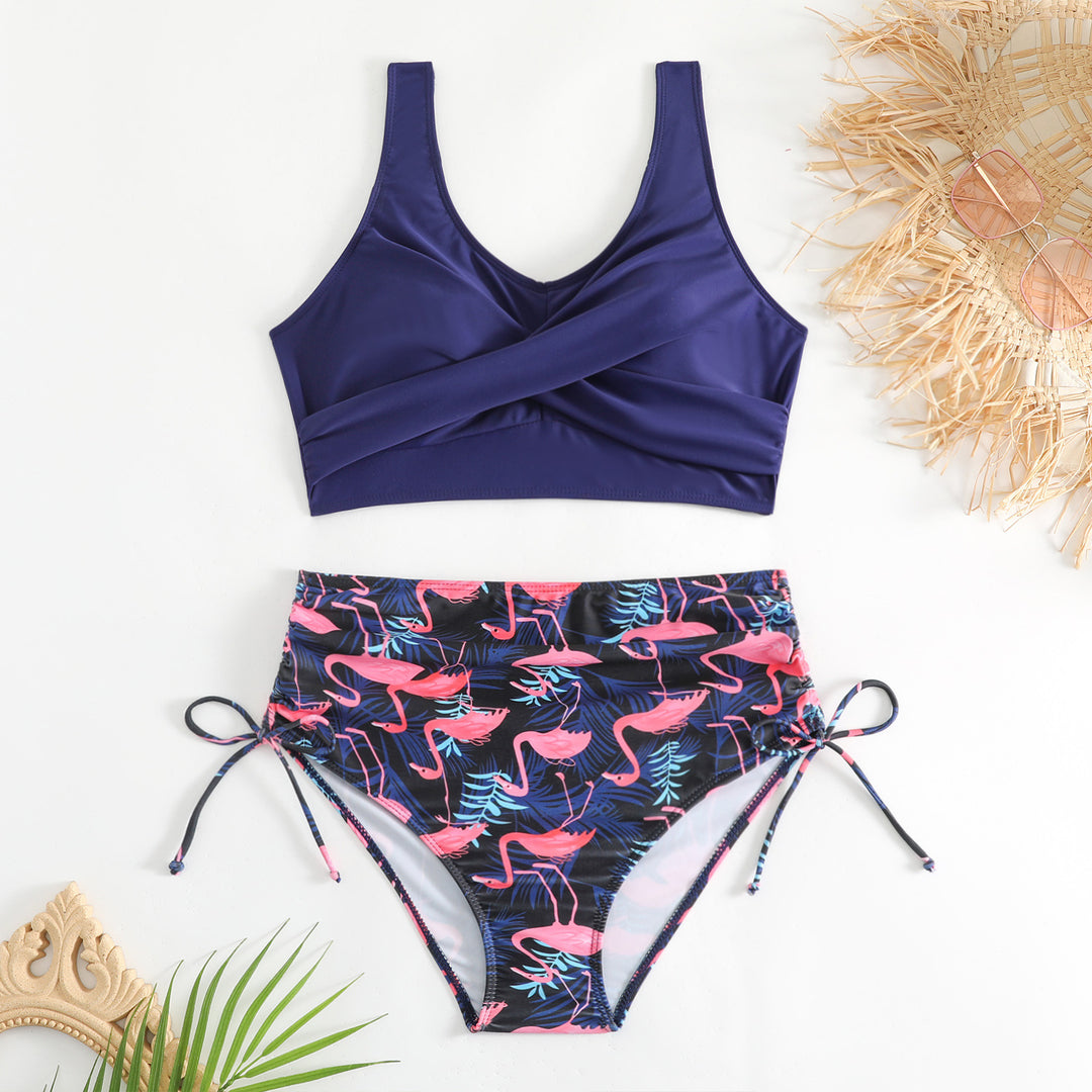 Damen Bikini-Set mit schickem Wickeloberteil und hoch taillierten Höschen EB