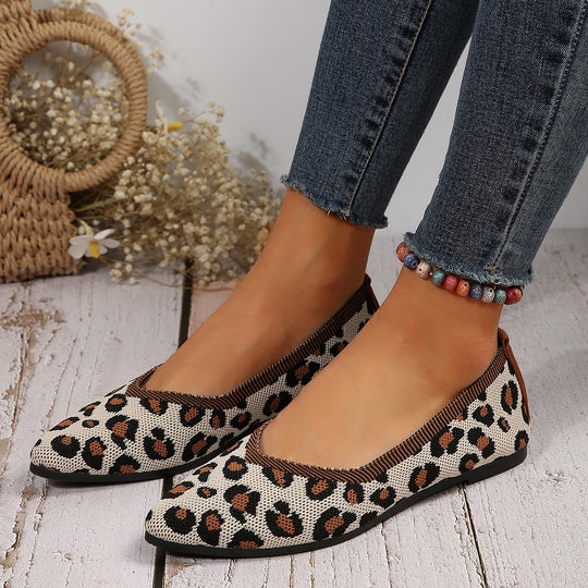 Damen modische spitze Ballerinas mit elastischem Strickdesign EB
