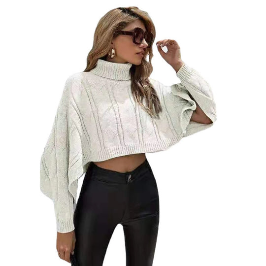 Damen kuscheliger Rollkragenpullover mit weitem Schnitt und strukturiertem Design EB