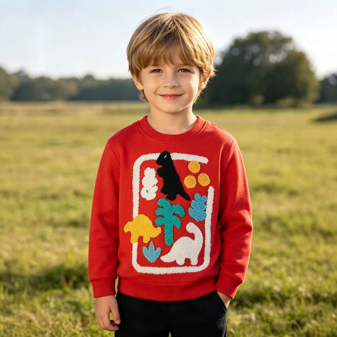 Jungen Sweatshirt mit buntem Dinosaurier-Applikationsdesign EB