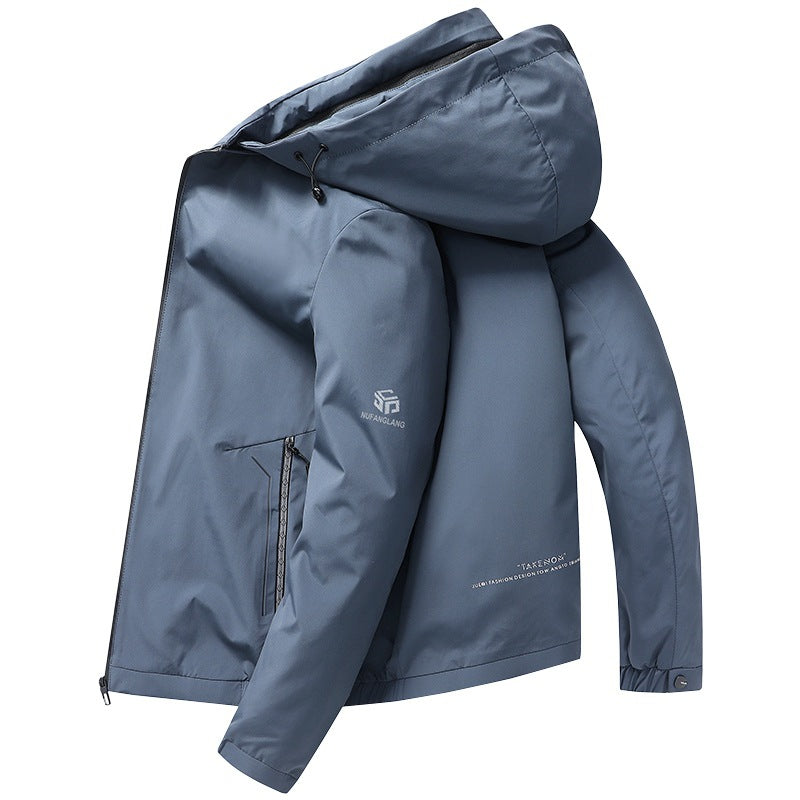 Herren Leichte Kapuzenjacke im urbanen Travel-Style mit Dreiviertelärmeln EB