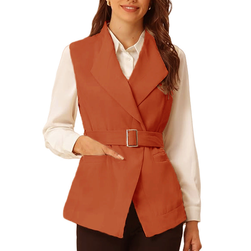 Damen modischer taillierter Blazer mit großen Taschen und Gürtel EB