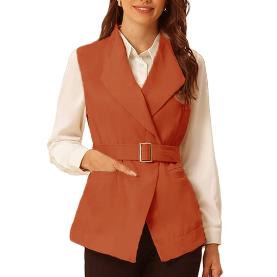 Damen modischer taillierter Blazer mit großen Taschen und Gürtel EB