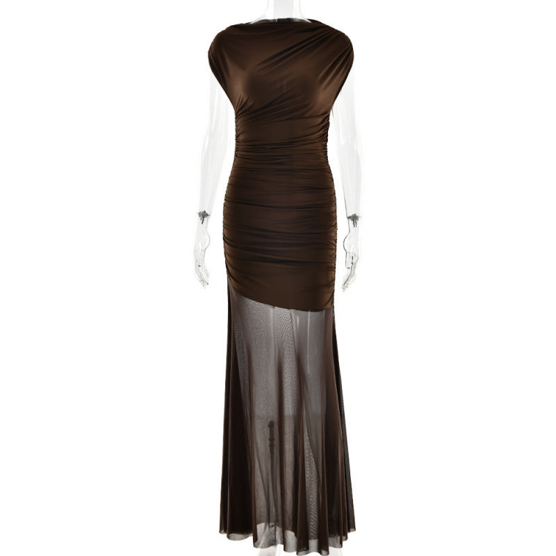 Damen Elegantes Abendkleid mit figurformenden Rüschen EB