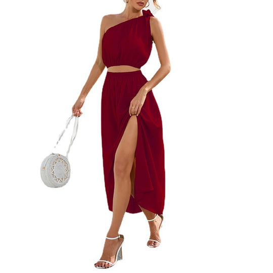 Damen Maxikleid mit asymmetrischem Schnitt und seitlichem Schlitz EB
