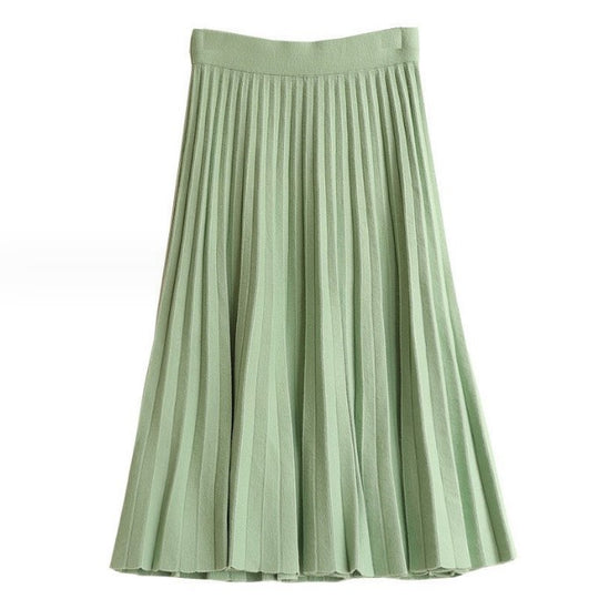 Damen Plissierter Maxi-Rock aus hochwertigem Strickstoff EB