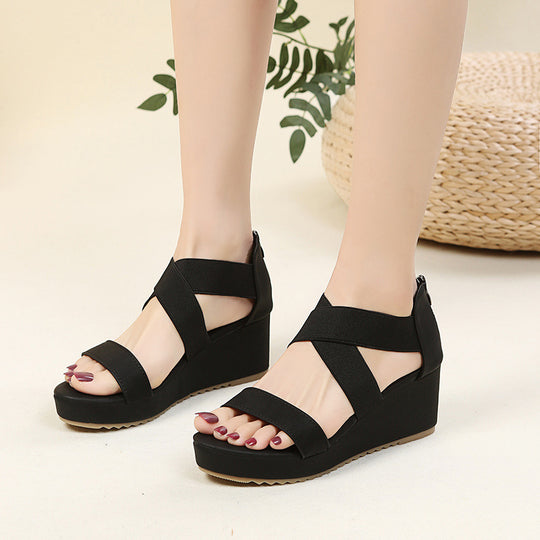 Damen Wedge-Sandalen mit elegantem Kreuzband-Design und komfortablem Fußbett EB