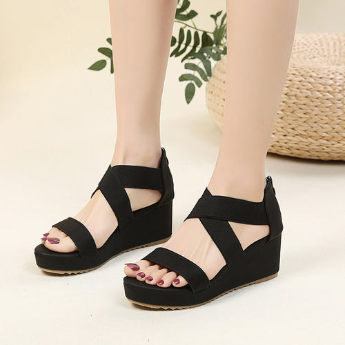Damen Wedge-Sandalen mit elegantem Kreuzband-Design und komfortablem Fußbett EB