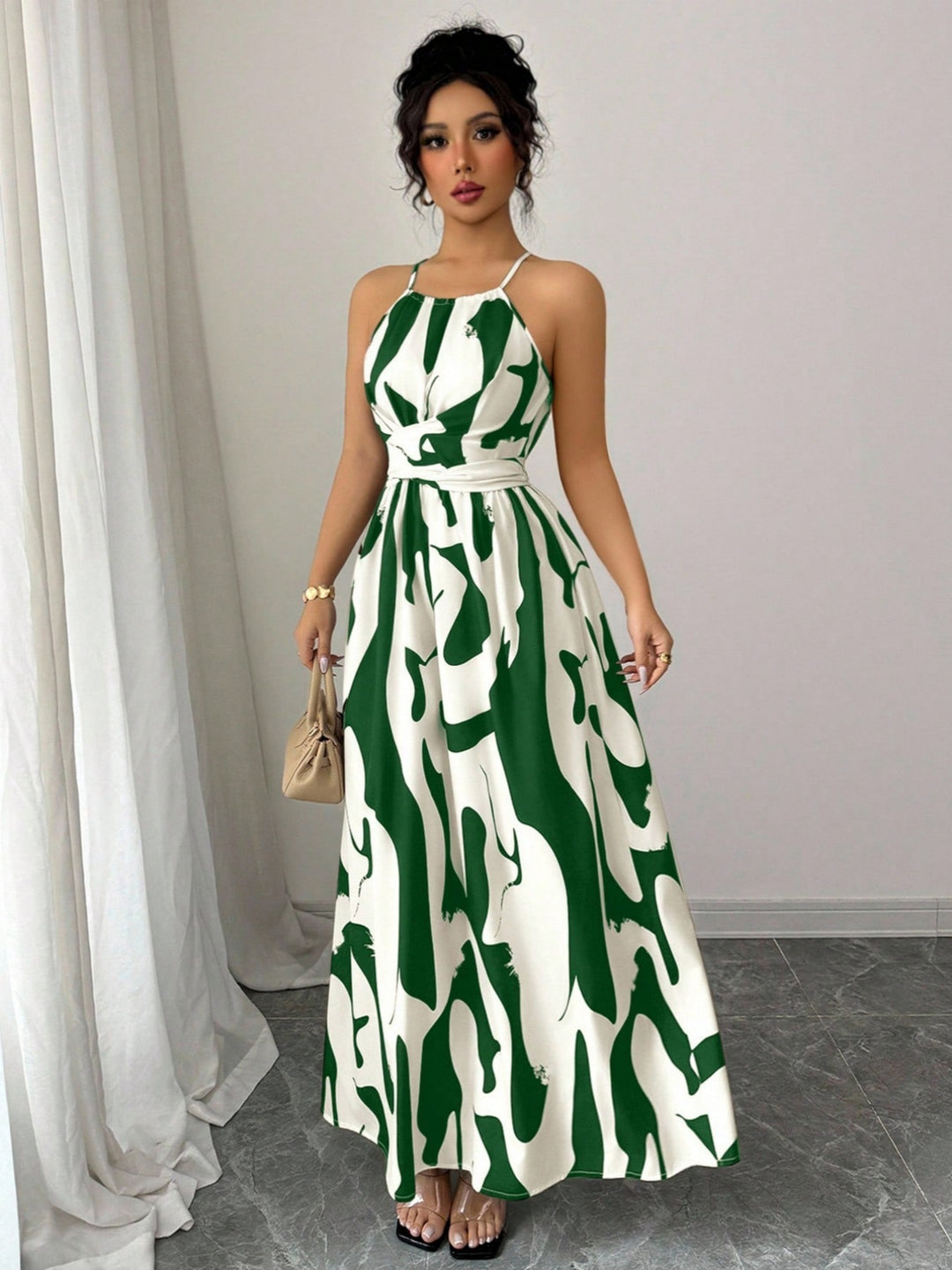 Damen Maxikleid mit modernen Animal-Prints EB