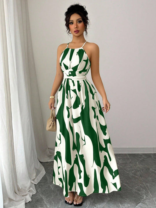Damen Maxikleid mit modernen Animal-Prints EB