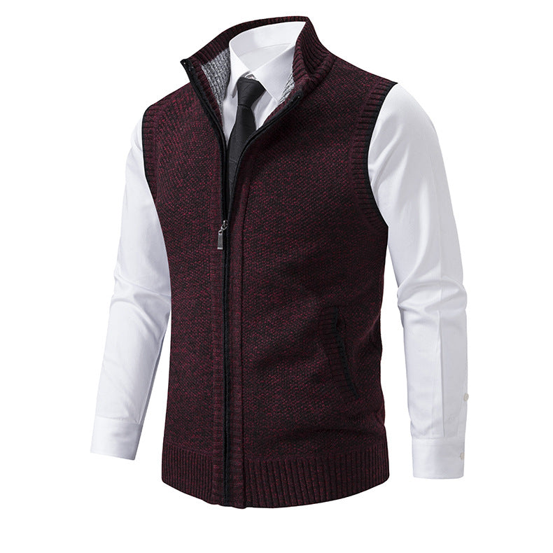 Herren Strickweste mit Reißverschluss und strukturiertem Design EB