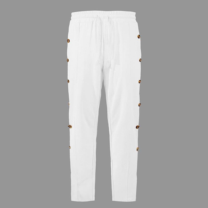 Herren modische Designerhose mit Knopfleiste und verstellbarem Bund EB