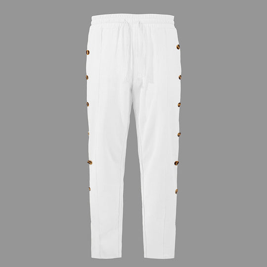 Herren modische Designerhose mit Knopfleiste und verstellbarem Bund EB