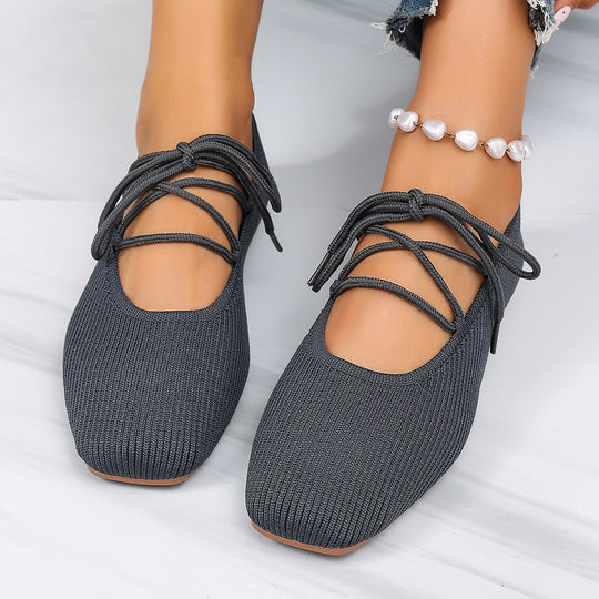 Damen elegante Schnürschuhe mit elastischem Obermaterial EB