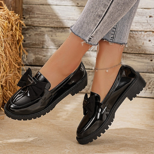 Damen elegante Mokassins mit Schleifen-Design EB