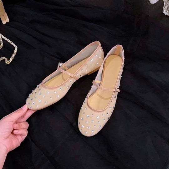Damen Ballerinas mit funkelnden Strassdetails und komfortablem Fußbett EB