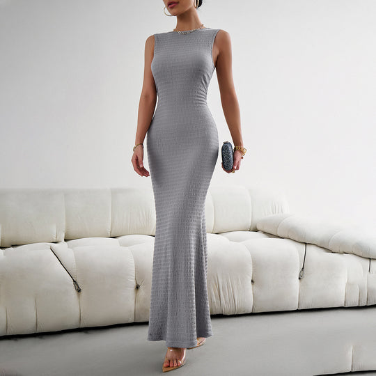 Damen Elegantes figurbetontes Abendkleid mit Fließendem Saum EB