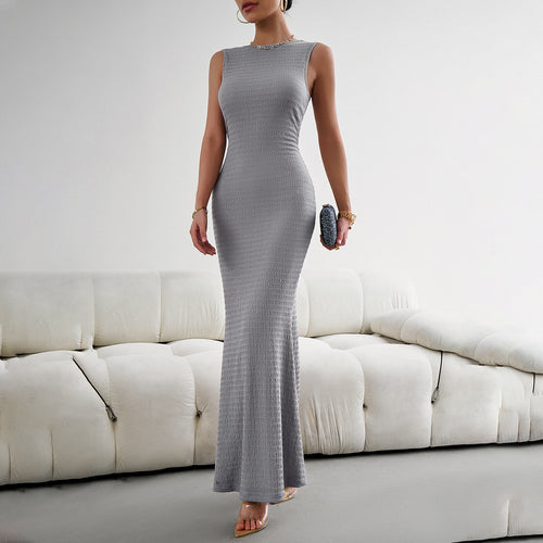 Damen Elegantes figurbetontes Abendkleid mit Fließendem Saum EB
