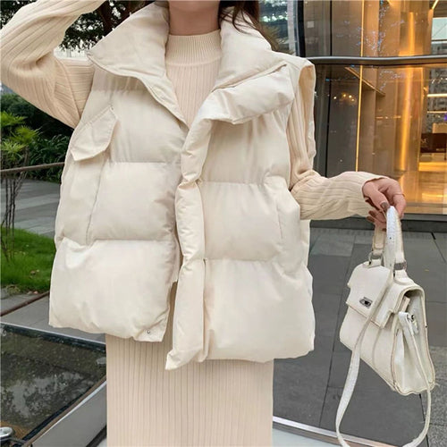 Damen Wattierte Utility-Weste mit seitlichen Taschen und hohem Kragen EB
