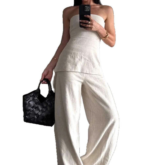 Damen Cropped Oberteil und weite Hose Set EB