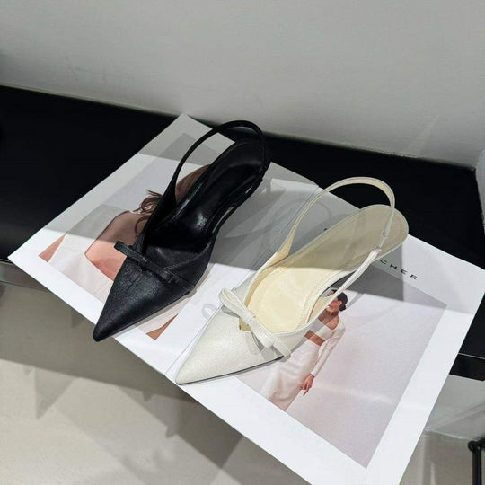 Damen elegante Slingback-Pumps mit feinem Riemchen und Schleifenapplikation EB