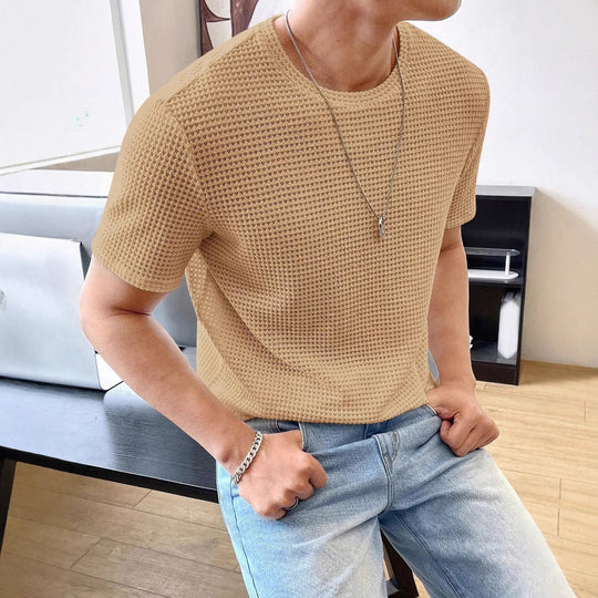 Herren lässiges Struktur-T-Shirt aus atmungsaktivem Material EB