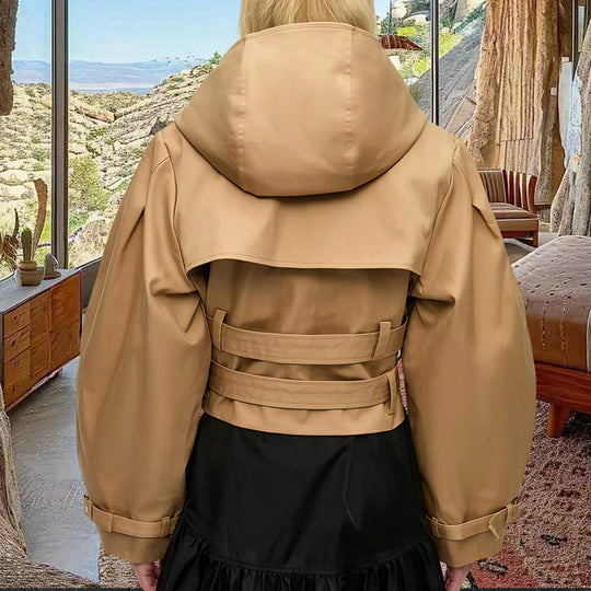 Damen Designerjacke mit gekreuztem Verschluss und extravaganten Ärmeln EB