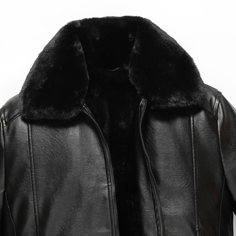 Herren warme Lammlederjacke mit gefüttertem Kragen EB
