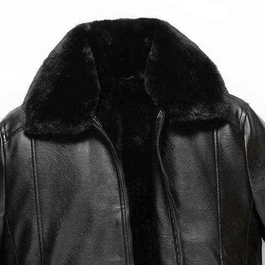 Herren warme Lammlederjacke mit gefüttertem Kragen EB