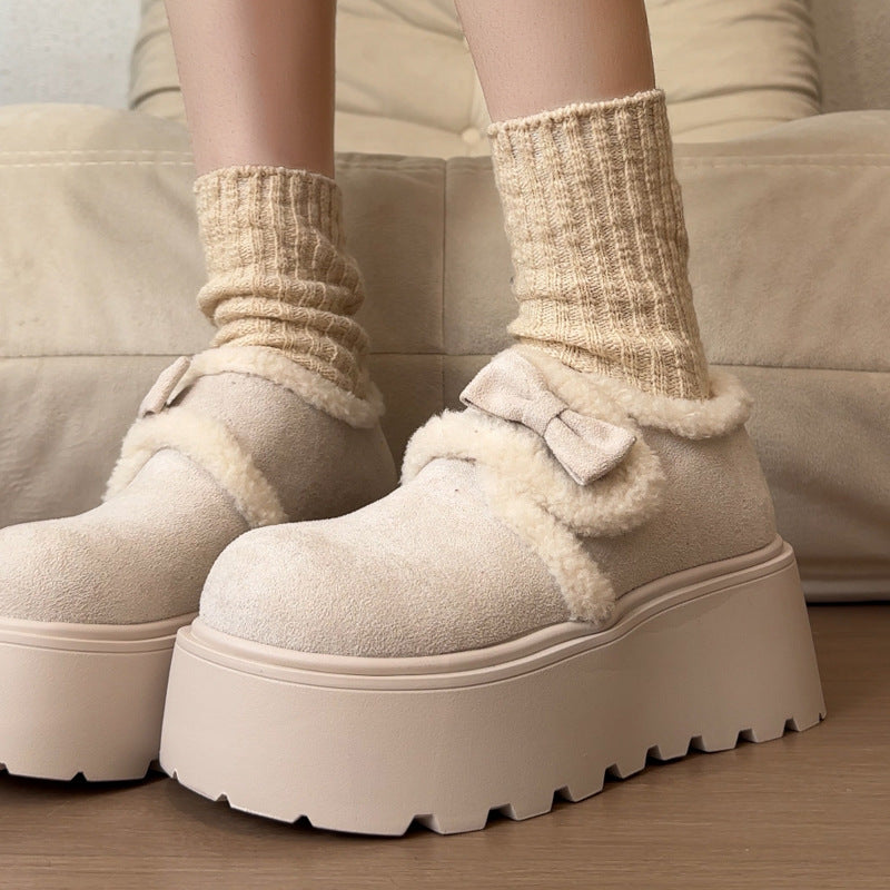 Damen komfortable Clogs mit flauschigem Innenfutter und dekorativer Schleife EB