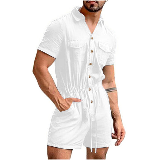 Herren Kurzoverall mit lebhaftem Blumenmuster R&B