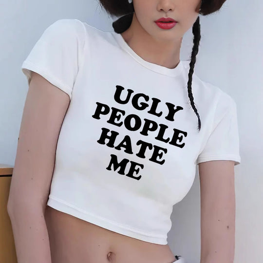 Damen Crop-T-Shirt mit inspirierendem Schriftzug EB