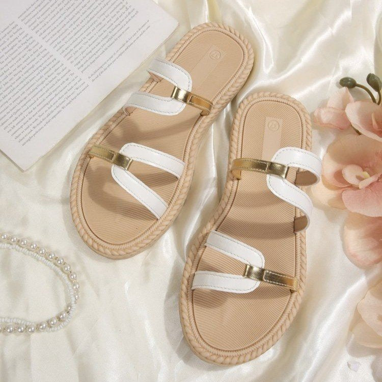 Damen Sommerliche Zehentrenner Sandalen EB