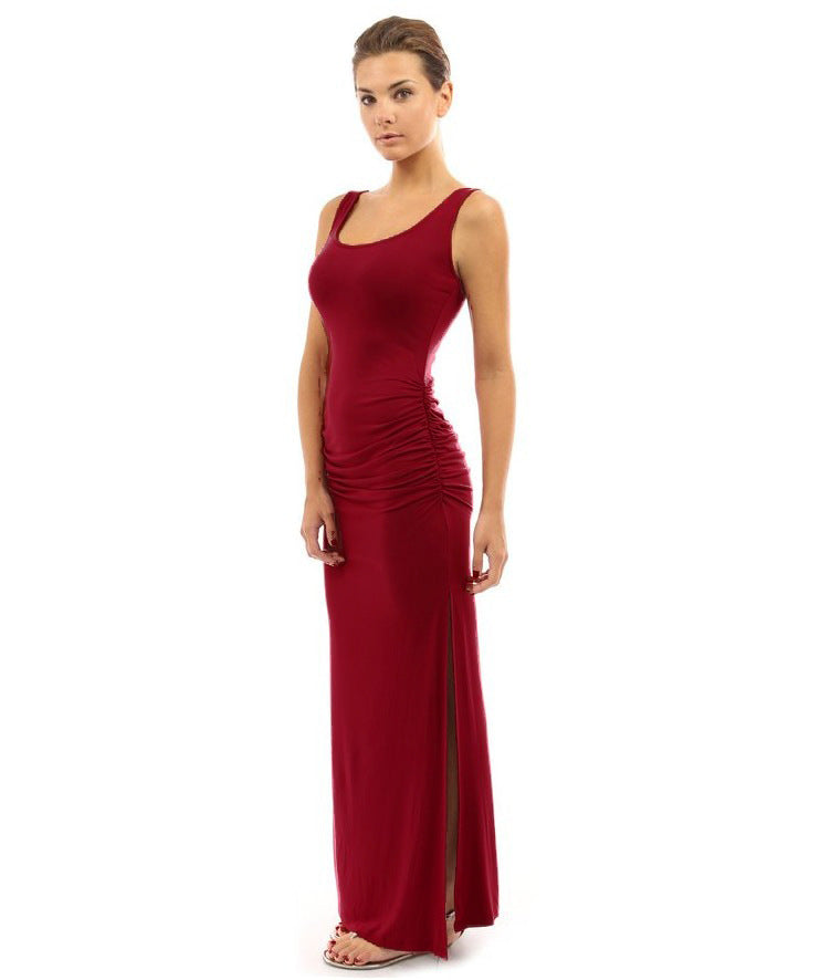 Damen figurbetontes Maxikleid mit Raffungen EB