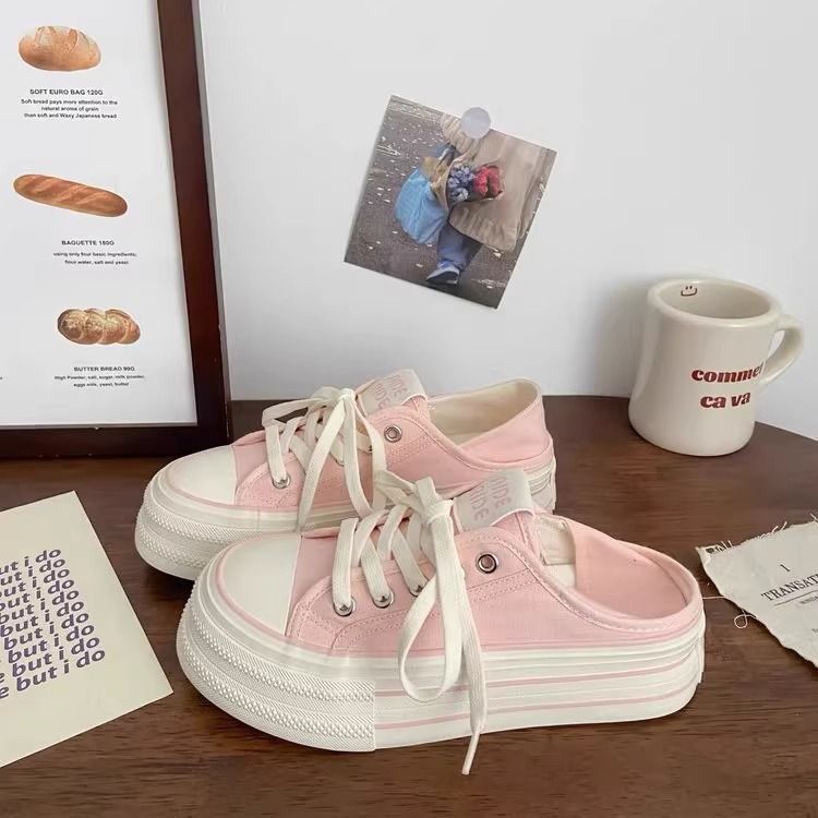 Damen Plateau-Slipper mit modischem Design und bequemer Schnürung EB
