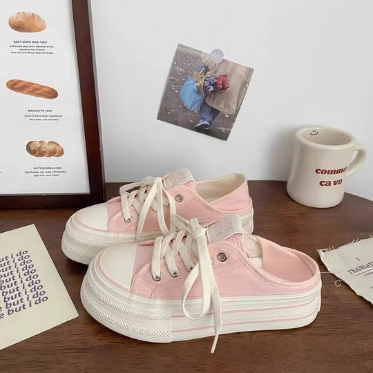 Damen Plateau-Slipper mit modischem Design und bequemer Schnürung EB