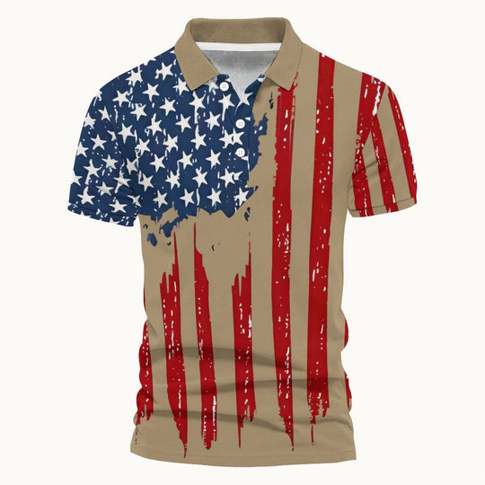Herren Kurzarm-Polohemd mit kreativem Flaggenmotiv EB