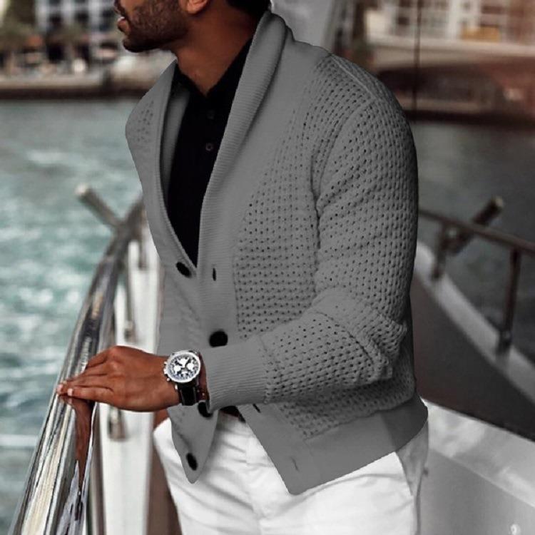 Herren modischer Strickblazer mit strukturiertem Design EB