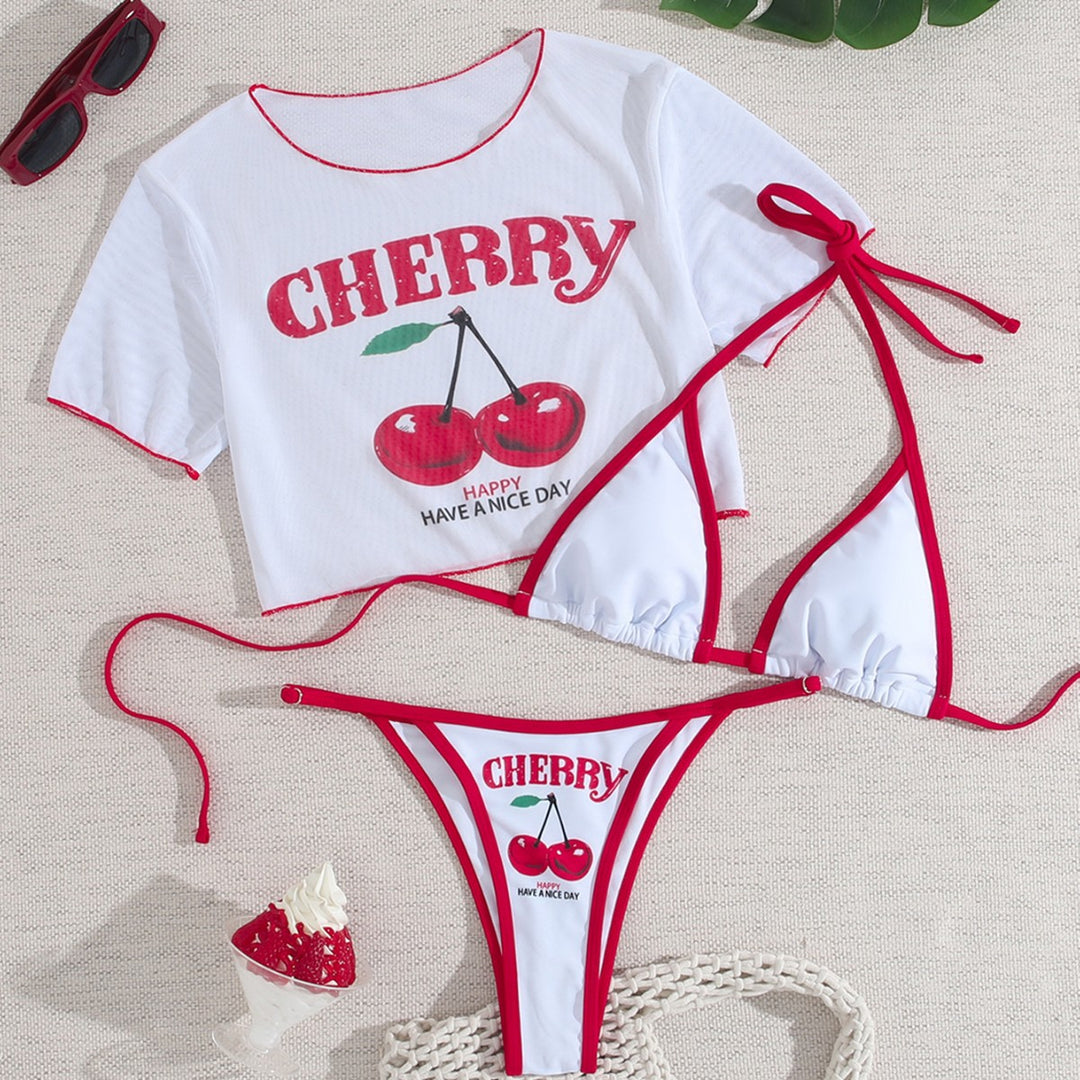 Damen Bikiniset mit kreativem Kirschen-Design EB