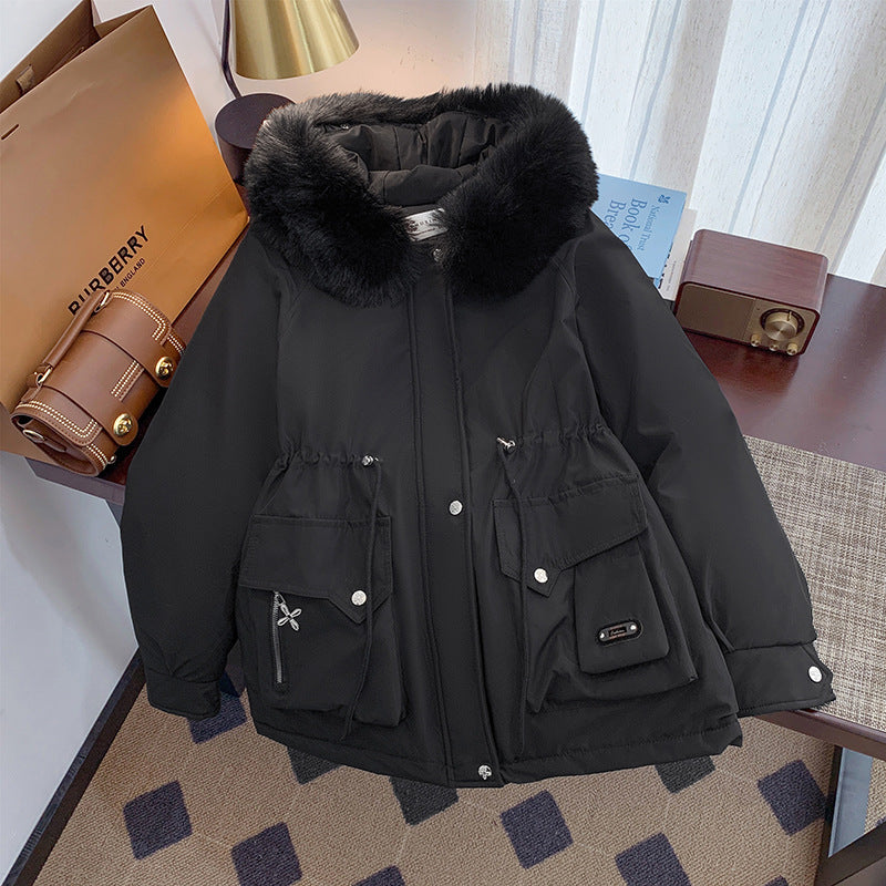 Damen Winterjacke mit abnehmbarem Kunstpelzkragen und praktischen Taschen EB