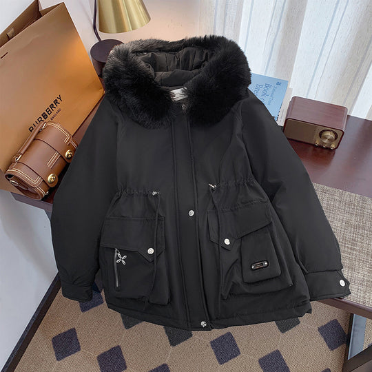 Damen Winterjacke mit abnehmbarem Kunstpelzkragen und praktischen Taschen EB