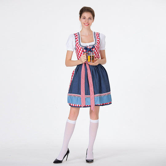 Damen Dirndlkleid mit traditionellen Karomustern und eleganter Schürze EB