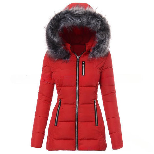 Damen Winterjacke mit abnehmbarem Kunstpelzkragen EB