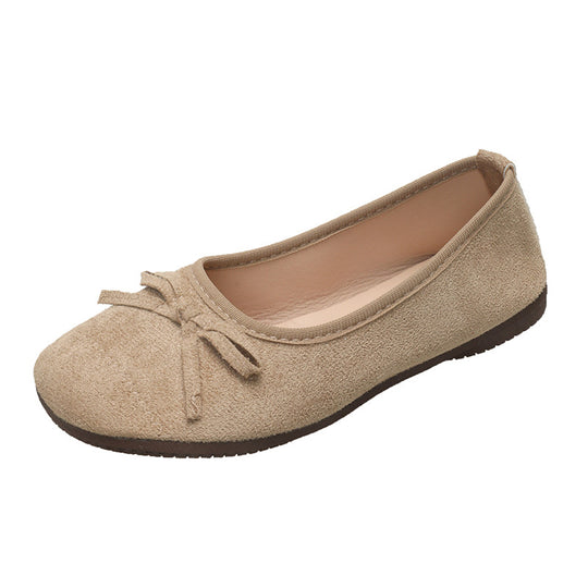 Damen Ballerina-Schuhe mit zierlichem Schleifenakzent und eleganter Oberfläche EB