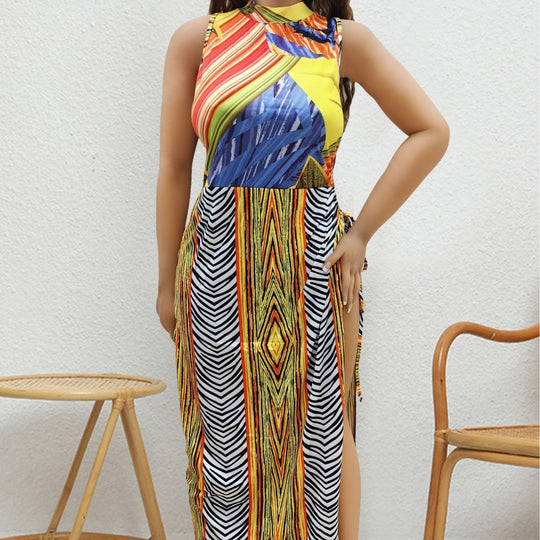 Damen Maxi-Kleid mit fröhlichem Muster EB