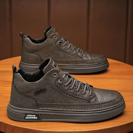 Damen modische High-Top Sneakers mit hochwertigem Lederobermaterial EB