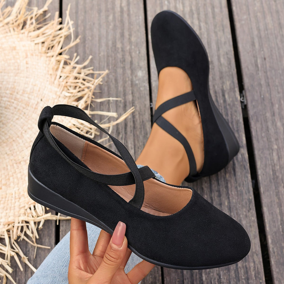 Damen komfortable Wedge-Pantoletten mit verstellbaren Riemen EB